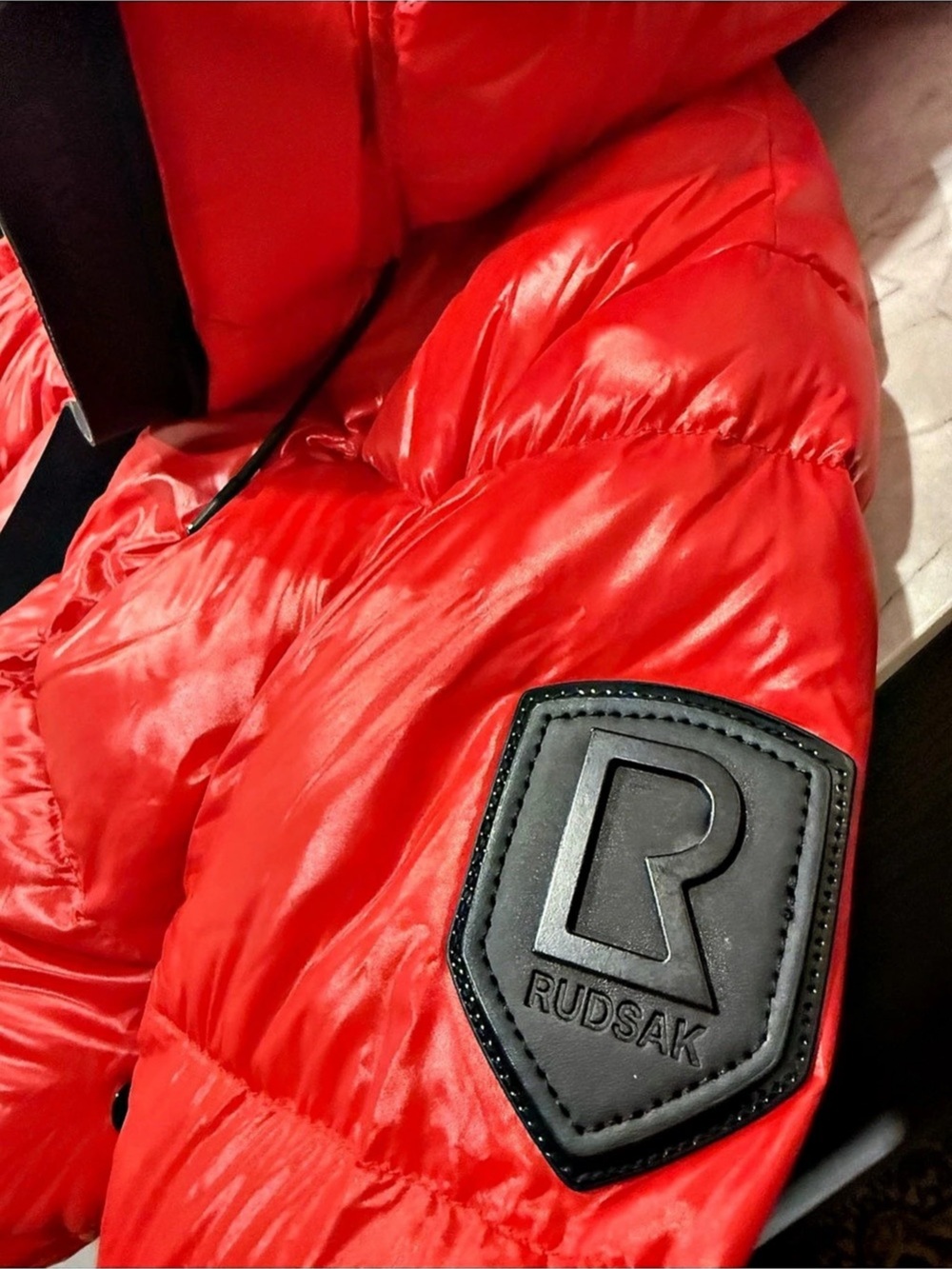 Rudsak The Semi-Gloss Puffer Red Puffer Jacket Like New - Picture 5 of 6